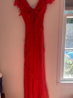 Topshop Red Ruffle Maxi Dress